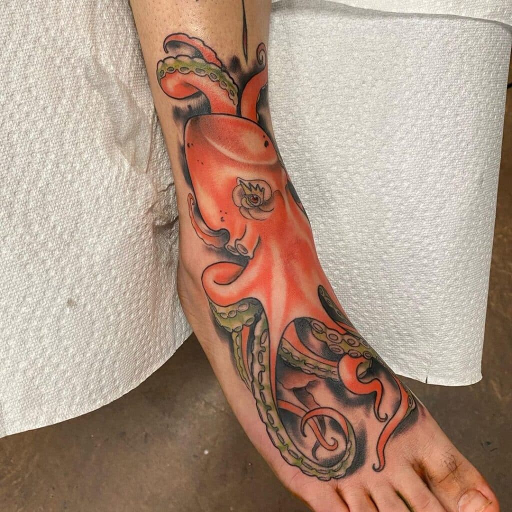 Voet octopus tattoo