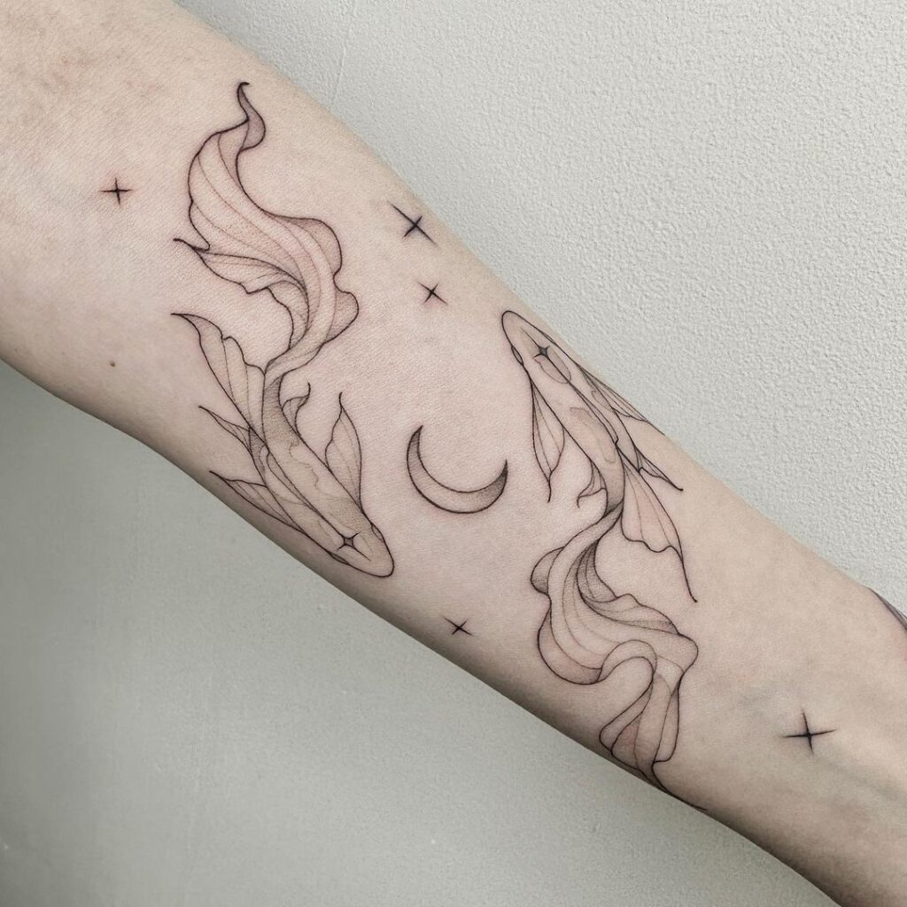 Maan en ster tattoos met dierenafbeeldingen