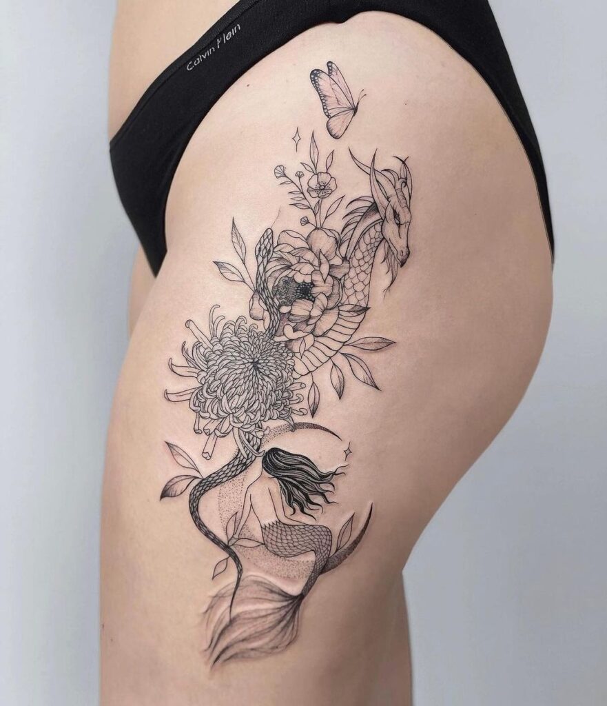 10. Een grote en gedurfde zeemeermin tattoo 