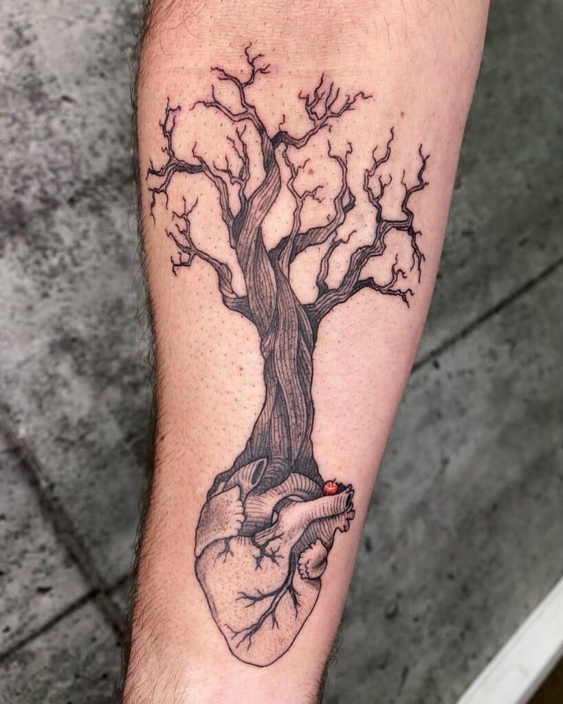 19. Een appelboom tattoo met een twist 