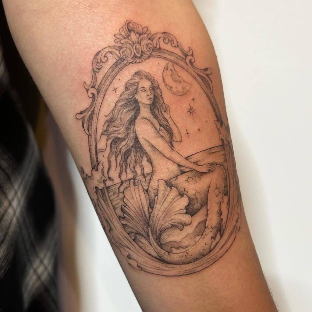5. Een tattoo van een omlijste zeemeermin 