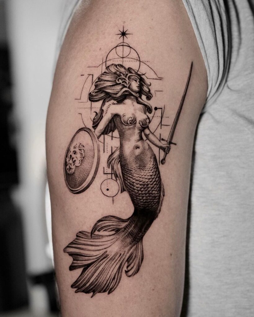 8. Een krijgshaftige zeemeermin tattoo 